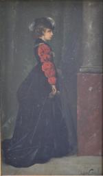 ECOLE FRANCAISE du XIXème
Portrait de dame en pied
Huile sur panneau...