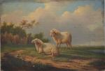 Frans VAN SEVERDONCK (1809-1889)
Les deux moutons
Huile sur panneau signée en...