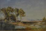 L. LABOUCHE (XIXème)
Personnages près d'un étang, 1881.
Aquarelle signée et datée...