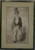 Louise IBELS (1891-1965)
Portrait d'homme au chapeau
Dessin à l'encre signé en...
