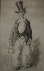 Louise IBELS (1891-1965)
Portrait d'homme au chapeau
Dessin à l'encre signé en...