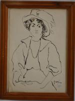 Jules PASCIN (1885-1930)
La dame au chapeau
Encre signée et cachet d'atelier...