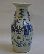 CHINE
Vase en porcelaine à décor en camaïeu bleu  de...