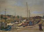 Florent SICHET (1918-2014)
Noirmoutier, bateaux au port le long du quai...