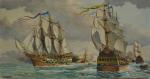 A. LABARDE (XXème)
Bataille navale
Huile sur toile signée en bas à...