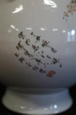 CHINE : Vase balustre en porcelaine à décor d'un paysage...