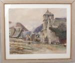 LAFORGUE Jean (1901-1975) Village de montagne animé, aquarelle signée en...