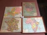 Boîte de 3 puzzles complets de géographie, édition Labbé 1919:...