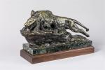 Joseph d'Aste (1881-1945)
" Lion au rocher "
Sujet en bronze à...