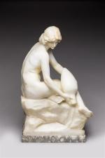 Pugi" Femme nue à l'amphore "Sujet en marbre blanc sur...