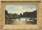 Louis Victor GUILLEMIN (1831-1906). " Arbres en bord de rivière...