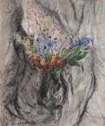 Pierre COMBET-DESCOMBES (1885-1966). " Vase de fleurs ". Pastel sur...