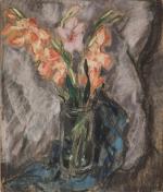 Pierre COMBET-DESCOMBES (1885-1966). " Vase de glaïeuls ". Pastel sur...