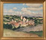 Gaston BALANDE (1880-1971). " Le village ". Huile sur toile....