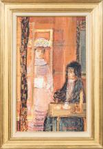Crikor GARABETIAN (1908-1993). " Deux femmes à la porte fenêtre...
