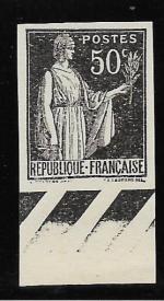 France, N°283, éssai en noir, non dentelé avec bord de...