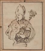 ECOLE ITALIENNE du XVIIIème siècle. "Projet de buste reliquaire :...