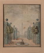 ECOLE FRANCAISE du XVIIIème siècle. "Architecture de jardin". Dessin à...