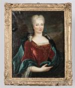 ECOLE FRANCAISE du XVIIIème siècle. "Portrait de femme en robe...
