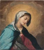 ECOLE ITALIENNE du XVIIIème siècle. "Vierge dans des nuages". Huile...