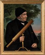 ECOLE FRANCAISE du XIXème siècle. "Portrait d'un astronome". Huile sur...