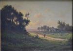 E. MARTINOL (XIX-XXème)
Promenade dans un paysage verdoyant
Huile sur toile signée...