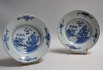 CHINE
Paire d'assiettes creuses en porcelaine à décor bleu
XVIIIème
D.: 23.5 cm...