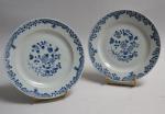 CHINE
Paire d'assiettes en porcelaine à décor bleu de fleurs
XVIIIème
D.: 23.5...