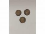 Trois pièces de monnaies, Afrique du Nord, daté 1918