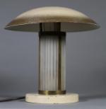 Petite lampe champignon en métal laqué, pied à tubes de...