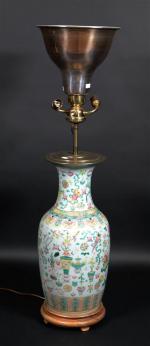 CHINE : Vase en porcelaine à décor polychrome de mobilier,...