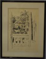 Jules CAVAILLES (1901-1977)
Fenêtre ouverte sur la rue aux palmiers
Encre signée...