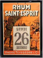 Rhum Saint-Esprit, cartonnage calendrier (encadré) 34,5 x 25 cm (à...