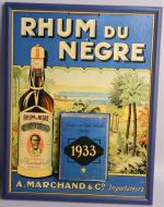 Rhum du Nègre, cartonnage calendrier 1933 (encadré) 37 x 27,5...