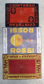 Trois tapis Cointreau, Rossi, Byrrh