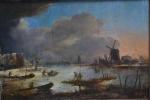 ECOLE HOLLANDAISE du XIXème, d'après Aert van der NEER
Bord de...