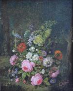 E. ALLARD (XIXème)
Bouquet de fleurs dans un panier
Huile sur panneau...