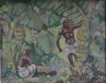 Jean-Louis PAGUENAUD (1876-1952)
Les africains ramassant les bananes
Aquarelle gouachée signée en...