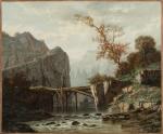 Victor-François JEANNENEY (1832-1885) "Le pont"
Huile sur toile signée en bas...