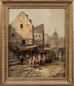 Georges APPERT (1850-1914) "Scène de marché"
Huile sur toile signée en...