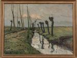 Frans HENS (1856-1928), "Les polders", 1925, Huile sur toile signée...