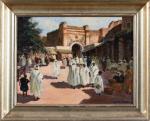 Albert H. SCHMIDT (XIX-XXème) " Porte au Maroc ", Huile...