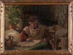 Virginie DEMONT-BRETON (1859-1935), esquisse pour le tableau "Le fils est...