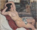 Madeleine PLANTEY (1890-1985) "Modèle, nu assis". Huile sur toile signée...