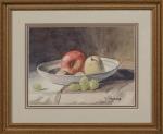 Léon GARRAUD (1877-1961), " Assiette de fruits ", aquarelle sur...
