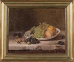 Léon GARRAUD (1877-1961), " Poires et raisins ", huile sur...