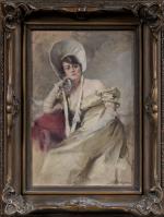 * Alexandre-François BONNARDEL (1867-1942) " Portrait de femme aux gants...