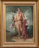 Jean d'ESPARBES (1899-1968)
"Arlequin aux masques" Huile sur toile signée en...
