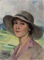 Léonie HUMBERT-VIGNOT (1878-1960) , "Portrait de femme", Huile sur toile...