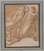 ECOLE ITALIENNE du XVIIIème siècle, "Une femme et un homme...